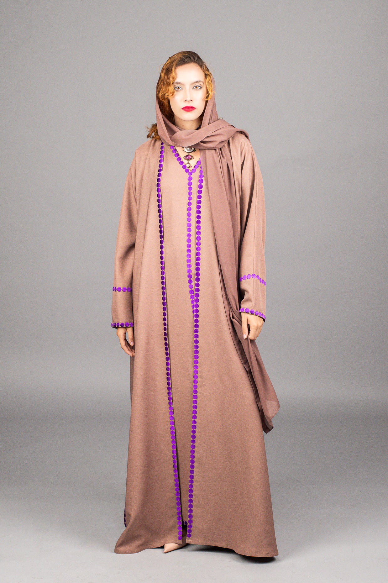 Brown Dots Abaya
