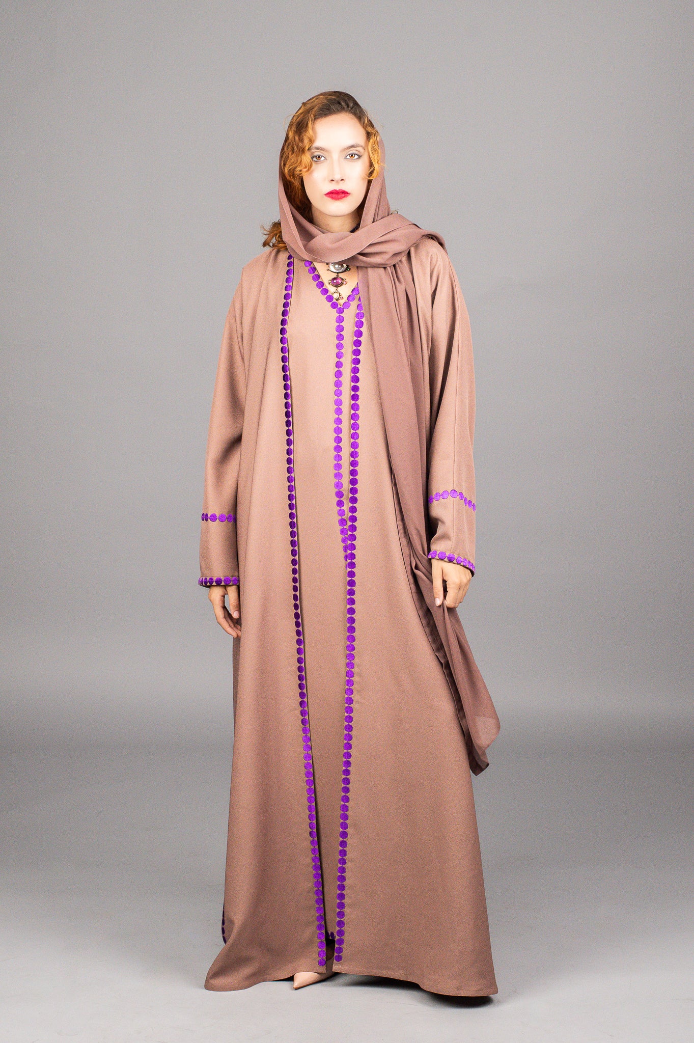 Brown Dots Abaya