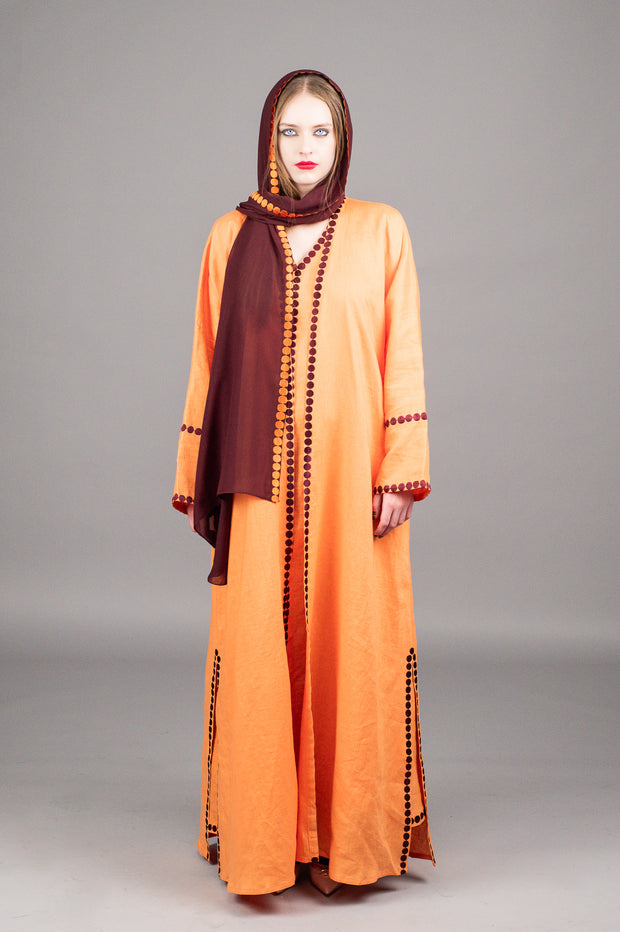 Orange Dots Abaya