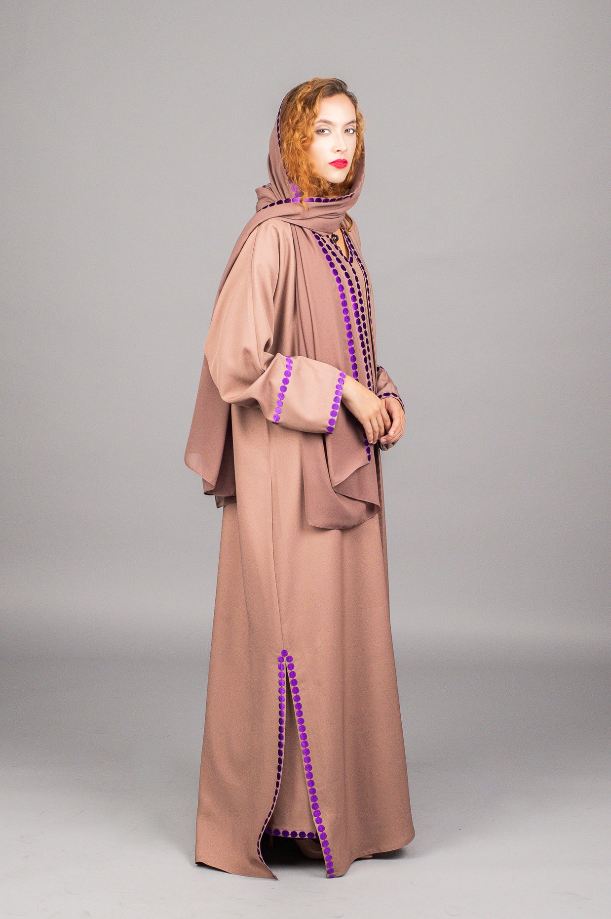 Brown Dots Abaya